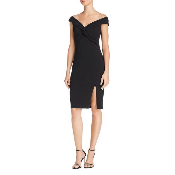 Aqua Dresses & Skirts - Aqua Womens Portrait Collar Twist-Front Dress Small Black